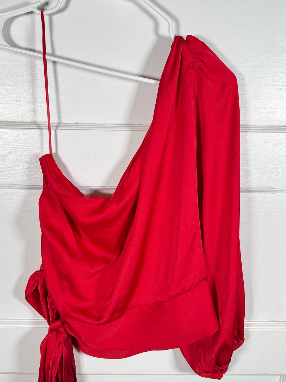 Express Red One-Shoulder Tie-Waist Top